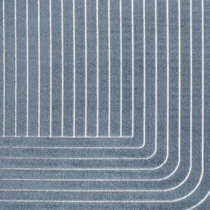 HomeRoots 8' Dark Blue and Cream Striped Area Rug - Versatile Indoor/Outdoor Design, Durable and Easy Care! 703717