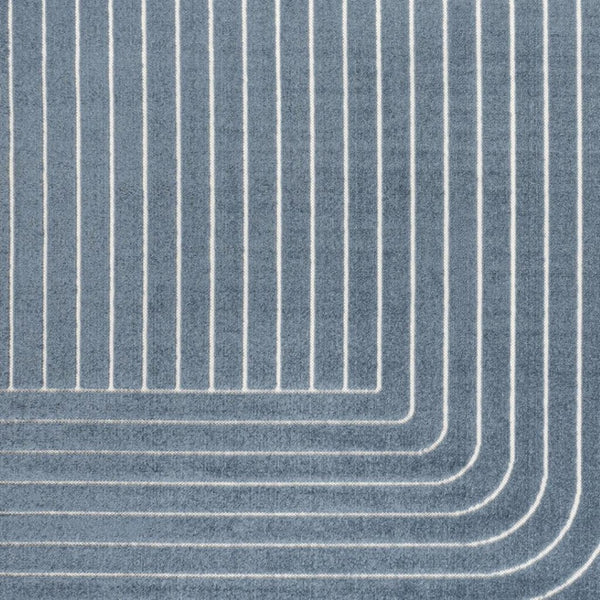 HomeRoots 8' Dark Blue and Cream Striped Area Rug - Versatile Indoor/Outdoor Design, Durable and Easy Care! 703717