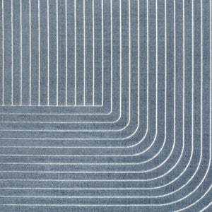 HomeRoots 8' Dark Blue and Cream Striped Area Rug - Versatile Indoor/Outdoor Design, Durable and Easy Care! 703717