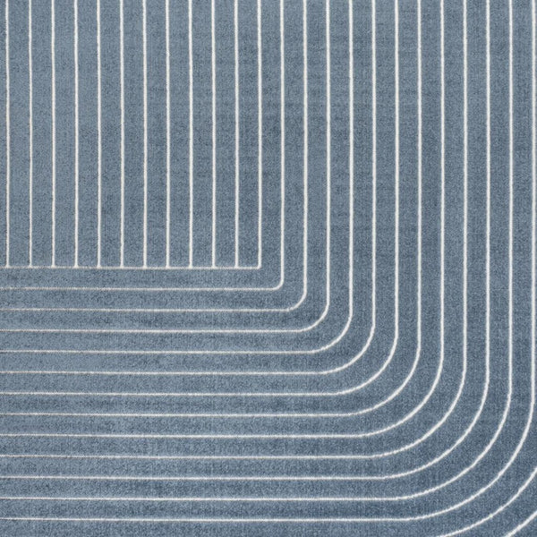 HomeRoots 8' Dark Blue and Cream Striped Area Rug - Versatile Indoor/Outdoor Design, Durable and Easy Care! 703717