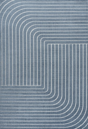 HomeRoots 8' Dark Blue and Cream Striped Area Rug - Versatile Indoor/Outdoor Design, Durable and Easy Care! 703717