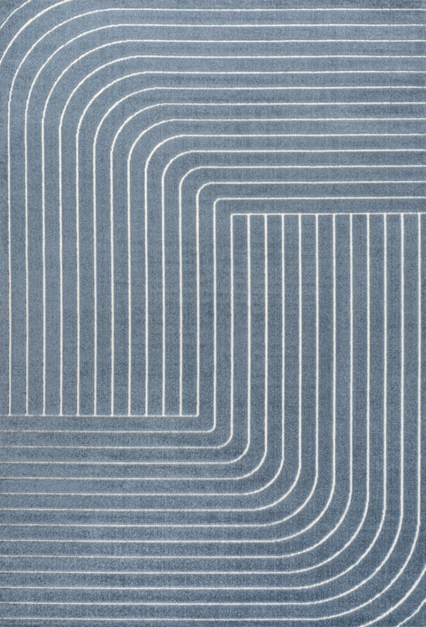 HomeRoots 8' Dark Blue and Cream Striped Area Rug - Versatile Indoor/Outdoor Design, Durable and Easy Care! 703717