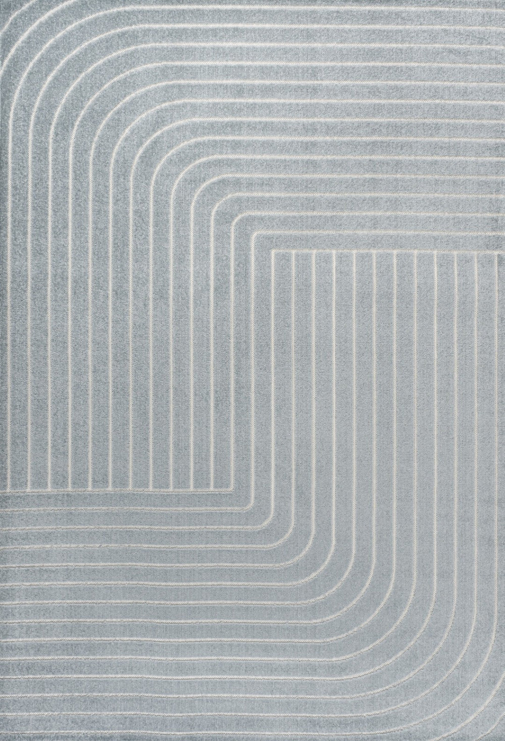 HomeRoots 8' Light Blue and Cream Striped Area Rug - Durable Indoor/Outdoor Design for Coastal Spaces, Easy Care 703719