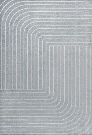 HomeRoots 8' Light Blue and Cream Striped Area Rug - Durable Indoor/Outdoor Design for Coastal Spaces, Easy Care 703719