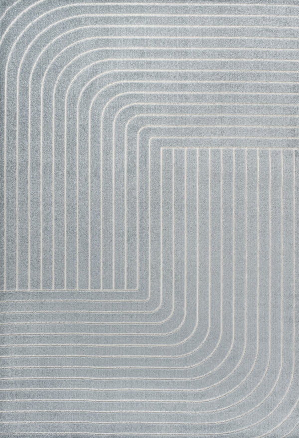HomeRoots 8' Light Blue and Cream Striped Area Rug - Durable Indoor/Outdoor Design for Coastal Spaces, Easy Care 703719