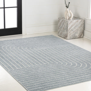 HomeRoots 8' Light Blue and Cream Striped Area Rug - Durable Indoor/Outdoor Design for Coastal Spaces, Easy Care 703719