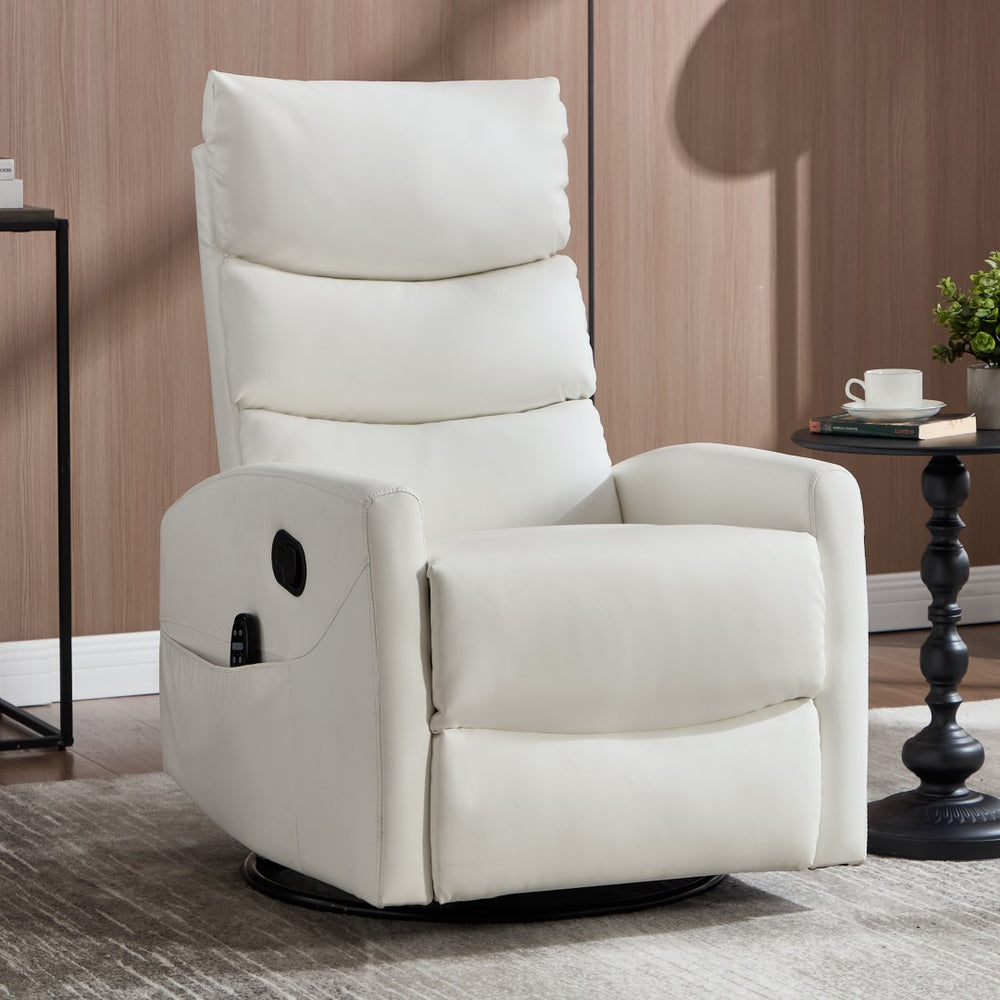 English Elm Heat Massage Swivel Rocker Recliner with Lumbar Vibration Nodes Fabric Living Room W3224P357582