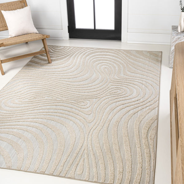 HomeRoots 8' X 10' Beige and Cream Abstract Area Rug – Stylish Indoor/Outdoor Design for Any Space! 703720