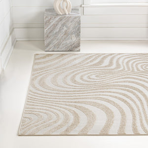 HomeRoots 8' X 10' Beige and Cream Abstract Area Rug – Stylish Indoor/Outdoor Design for Any Space! 703720