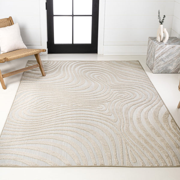 HomeRoots 8' X 10' Beige and Cream Abstract Area Rug – Stylish Indoor/Outdoor Design for Any Space! 703720