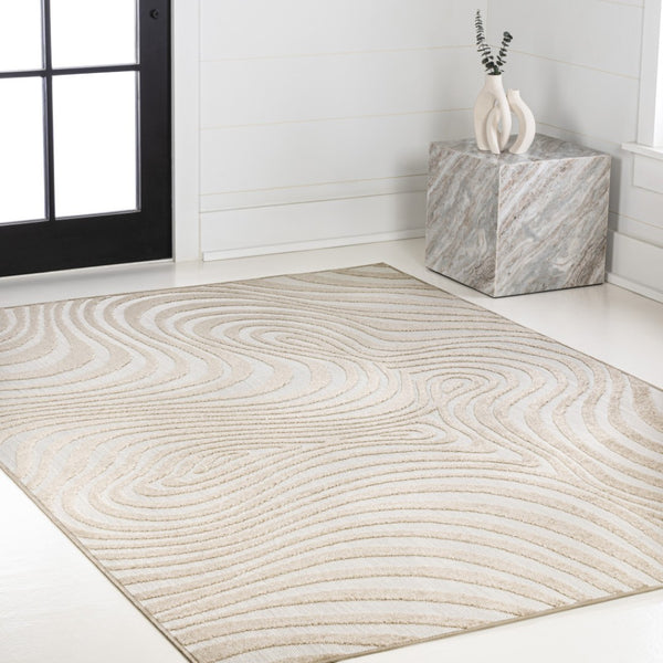 HomeRoots 8' X 10' Beige and Cream Abstract Area Rug – Stylish Indoor/Outdoor Design for Any Space! 703720