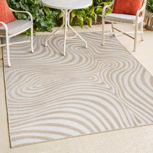 HomeRoots 8' X 10' Beige and Cream Abstract Area Rug – Stylish Indoor/Outdoor Design for Any Space! 703720