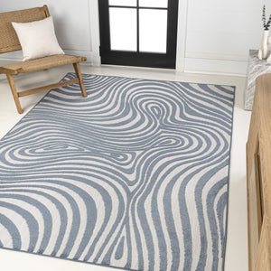 HomeRoots 8' X 10' Dark Blue and Cream Abstract Area Rug – Versatile Indoor/Outdoor Decor with Durable Design 703721