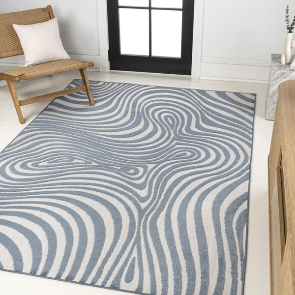 HomeRoots 8' X 10' Dark Blue and Cream Abstract Area Rug – Versatile Indoor/Outdoor Decor with Durable Design 703721
