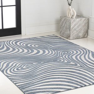 HomeRoots 8' X 10' Dark Blue and Cream Abstract Area Rug – Versatile Indoor/Outdoor Decor with Durable Design 703721