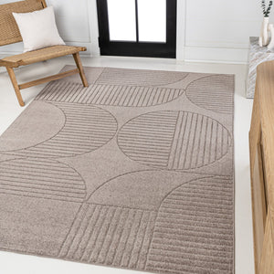 HomeRoots 8' X 10' Stylish Taupe and Beige Striped Area Rug for Indoor and Outdoor Use – Durable, Low-Maintenance Design 703722