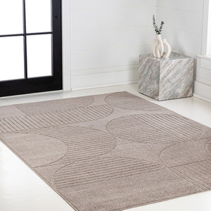 HomeRoots 8' X 10' Stylish Taupe and Beige Striped Area Rug for Indoor and Outdoor Use – Durable, Low-Maintenance Design 703722
