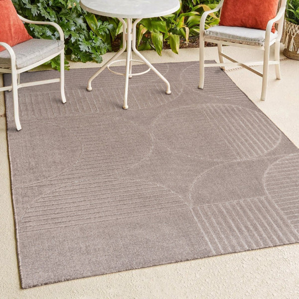 HomeRoots 8' X 10' Stylish Taupe and Beige Striped Area Rug for Indoor and Outdoor Use – Durable, Low-Maintenance Design 703722