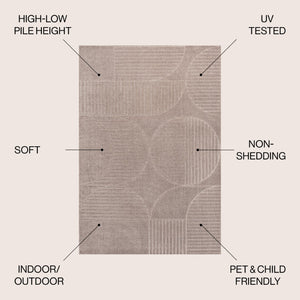 HomeRoots 8' X 10' Stylish Taupe and Beige Striped Area Rug for Indoor and Outdoor Use – Durable, Low-Maintenance Design 703722