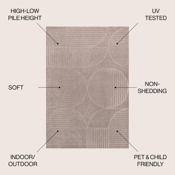 HomeRoots 8' X 10' Stylish Taupe and Beige Striped Area Rug for Indoor and Outdoor Use – Durable, Low-Maintenance Design 703722