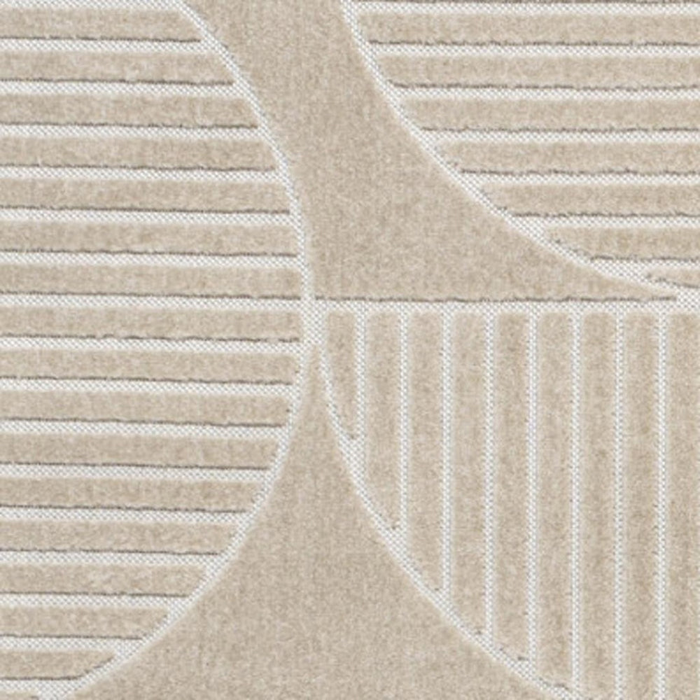 HomeRoots 8' X 10' Beige and Cream Striped Area Rug for Indoor/Outdoor Use - Stylish, Durable, Easy Care! 703723