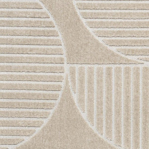 HomeRoots 8' X 10' Beige and Cream Striped Area Rug for Indoor/Outdoor Use - Stylish, Durable, Easy Care! 703723