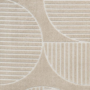 HomeRoots 8' X 10' Beige and Cream Striped Area Rug for Indoor/Outdoor Use - Stylish, Durable, Easy Care! 703723