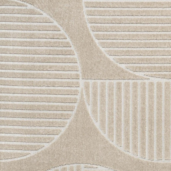 HomeRoots 8' X 10' Beige and Cream Striped Area Rug for Indoor/Outdoor Use - Stylish, Durable, Easy Care! 703723