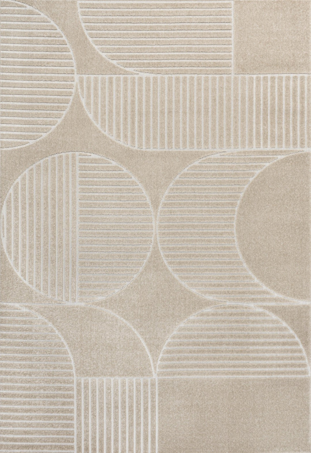 HomeRoots 8' X 10' Beige and Cream Striped Area Rug for Indoor/Outdoor Use - Stylish, Durable, Easy Care! 703723