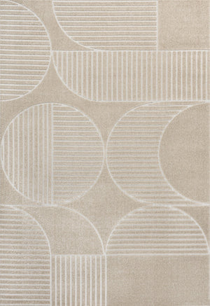 HomeRoots 8' X 10' Beige and Cream Striped Area Rug for Indoor/Outdoor Use - Stylish, Durable, Easy Care! 703723
