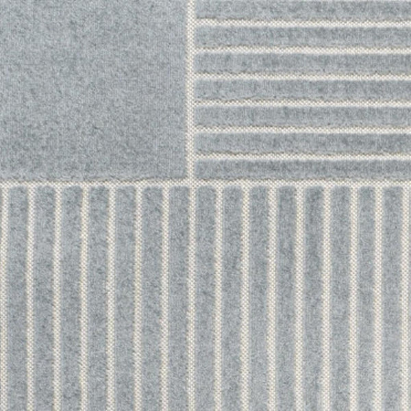 HomeRoots 8' Light Blue and Cream Striped Area Rug - Durable Indoor/Outdoor Design for Stylish Living Spaces 703724