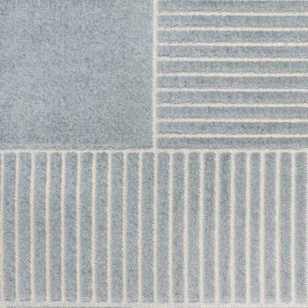HomeRoots 8' Light Blue and Cream Striped Area Rug - Durable Indoor/Outdoor Design for Stylish Living Spaces 703724