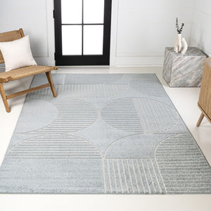 HomeRoots 8' Light Blue and Cream Striped Area Rug - Durable Indoor/Outdoor Design for Stylish Living Spaces 703724