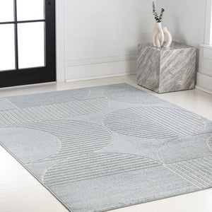 HomeRoots 8' Light Blue and Cream Striped Area Rug - Durable Indoor/Outdoor Design for Stylish Living Spaces 703724