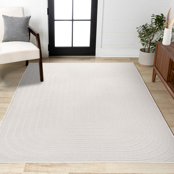 HomeRoots 8' X 10' Ivory Indoor Outdoor Area Rug - Elegant, Durable, Versatile Design for All Spaces & Styles 703725