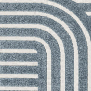 HomeRoots 8' X 10' Navy Blue and Cream Striped Indoor/Outdoor Rug - Durable, Stylish, Easy Care for Any Space! 703726