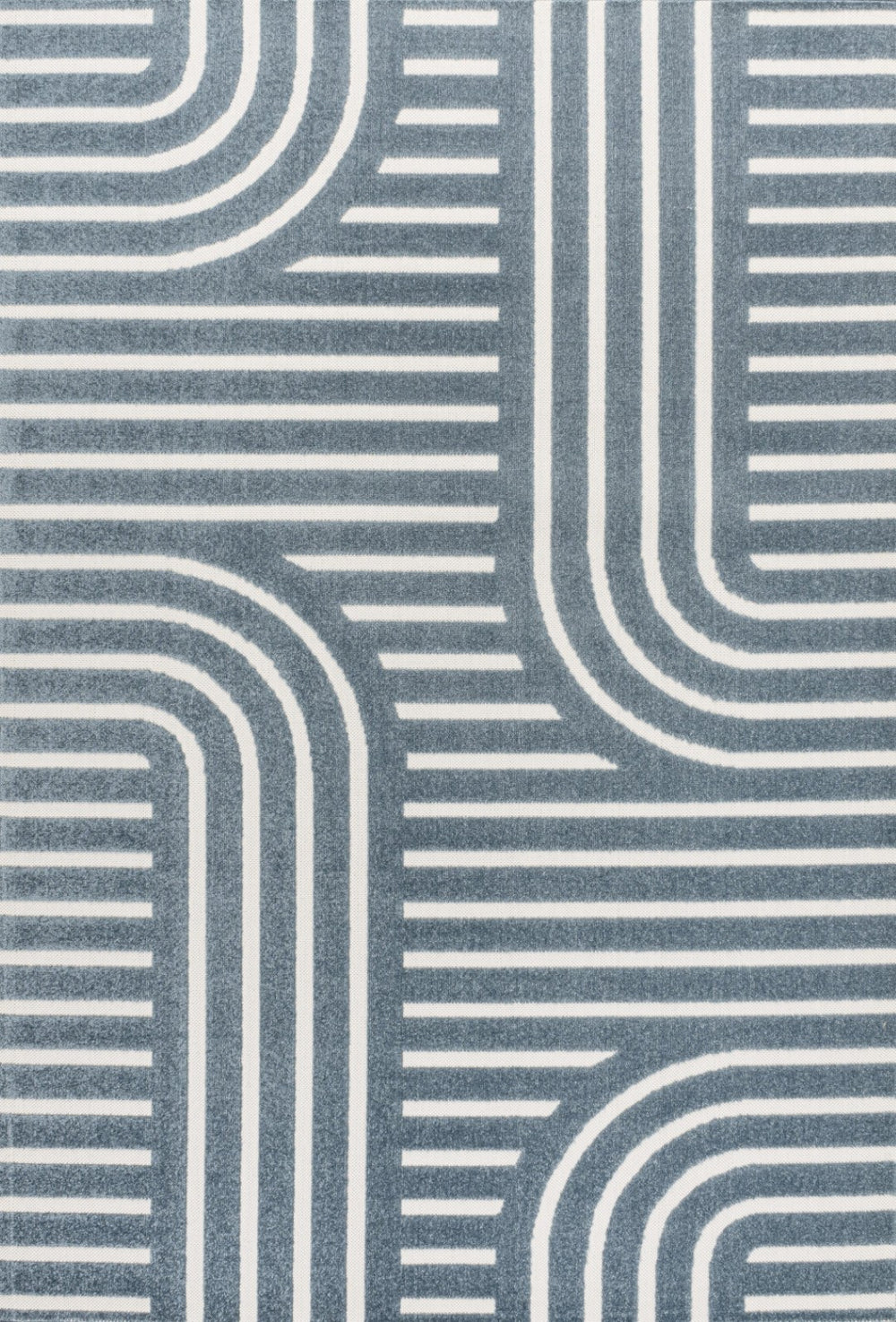 HomeRoots 8' X 10' Navy Blue and Cream Striped Indoor/Outdoor Rug - Durable, Stylish, Easy Care for Any Space! 703726