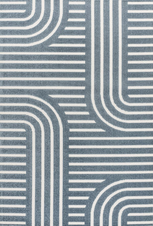 HomeRoots 8' X 10' Navy Blue and Cream Striped Indoor/Outdoor Rug - Durable, Stylish, Easy Care for Any Space! 703726