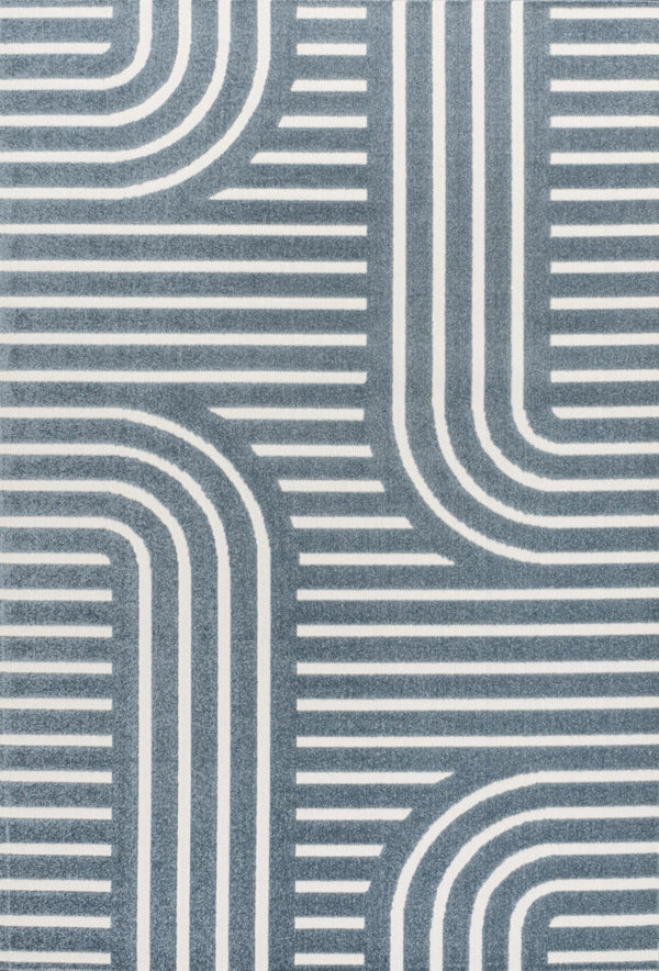 HomeRoots 8' X 10' Navy Blue and Cream Striped Indoor/Outdoor Rug - Durable, Stylish, Easy Care for Any Space! 703726