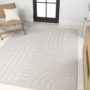HomeRoots 8' X 10' Striped Indoor Outdoor Area Rug - Durable, Elegant Coastal Design for Any Space, Easy Care 703727