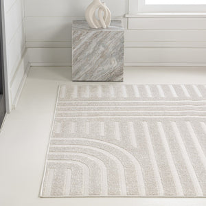 HomeRoots 8' X 10' Striped Indoor Outdoor Area Rug - Durable, Elegant Coastal Design for Any Space, Easy Care 703727