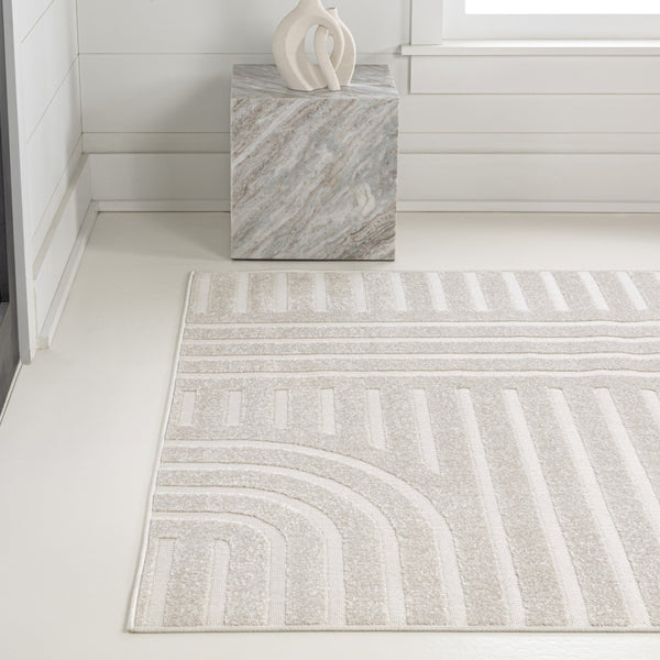 HomeRoots 8' X 10' Striped Indoor Outdoor Area Rug - Durable, Elegant Coastal Design for Any Space, Easy Care 703727