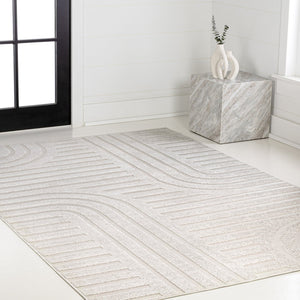 HomeRoots 8' X 10' Striped Indoor Outdoor Area Rug - Durable, Elegant Coastal Design for Any Space, Easy Care 703727