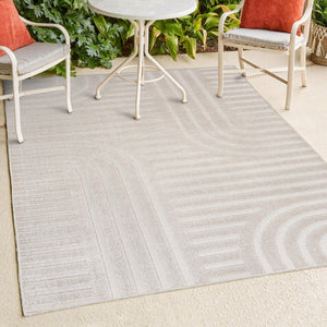 HomeRoots 8' X 10' Striped Indoor Outdoor Area Rug - Durable, Elegant Coastal Design for Any Space, Easy Care 703727