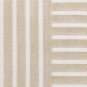HomeRoots 8' Beige and Cream Striped Indoor Outdoor Area Rug – Durable, Easy-Clean, Stylish for Any Space 703728