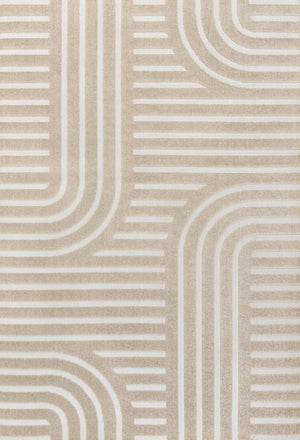 HomeRoots 8' Beige and Cream Striped Indoor Outdoor Area Rug – Durable, Easy-Clean, Stylish for Any Space 703728