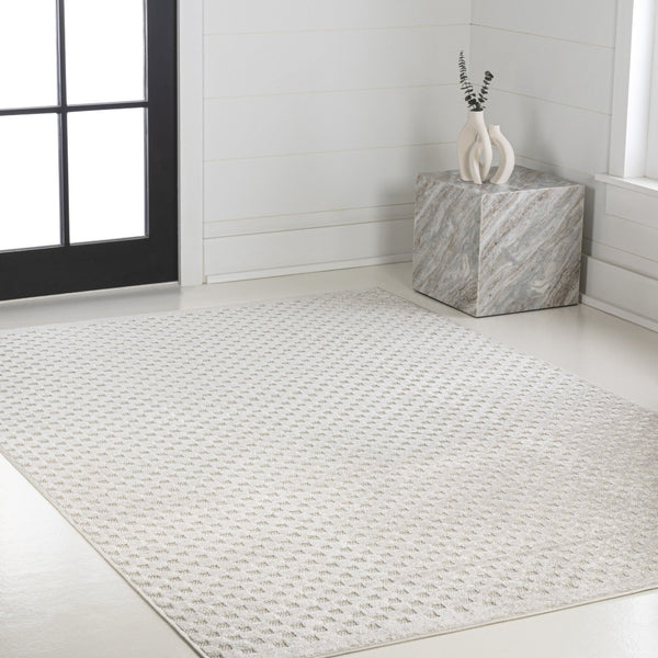 HomeRoots 8' X 10' Ivory and Cream Plaid Area Rug – Versatile Indoor/Outdoor Rug for Timeless Style and Comfort 703729