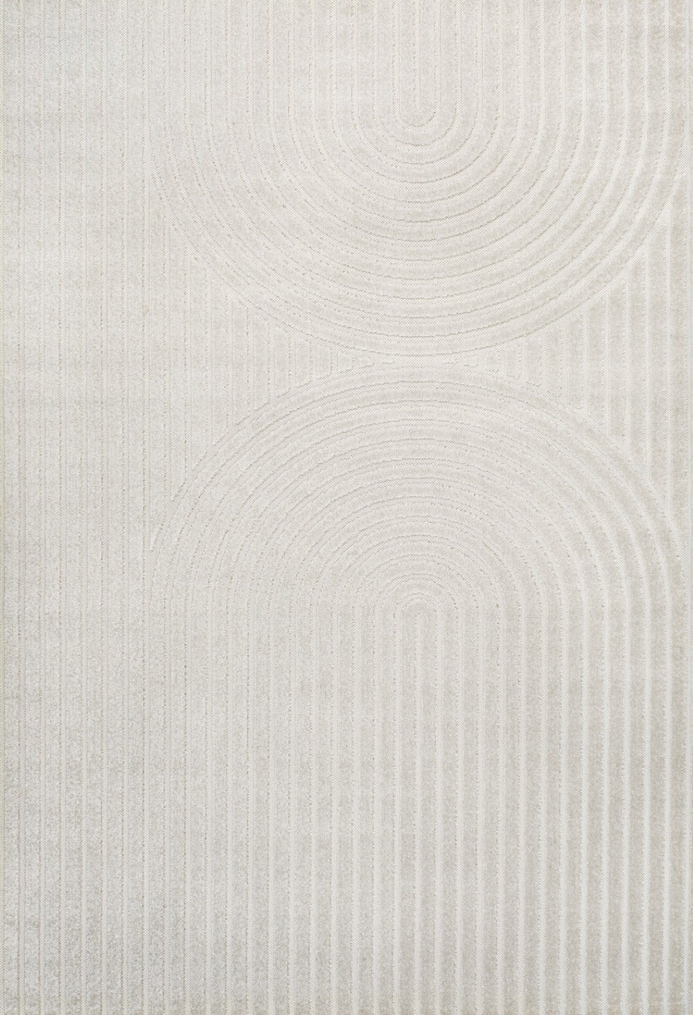 HomeRoots 8' X 10' Ivory and Cream Striped Area Rug - Versatile Indoor/Outdoor Charm with Easy Maintenance 703730