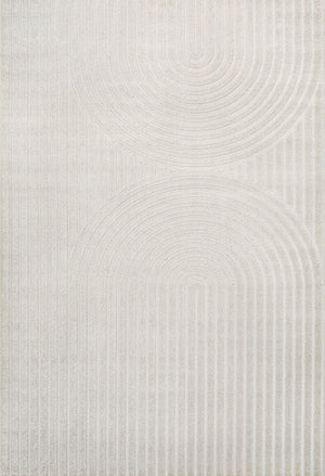 HomeRoots 8' X 10' Ivory and Cream Striped Area Rug - Versatile Indoor/Outdoor Charm with Easy Maintenance 703730