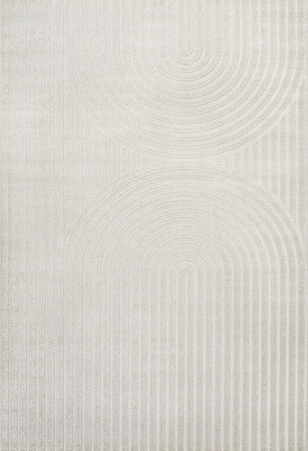 HomeRoots 8' X 10' Ivory and Cream Striped Area Rug - Versatile Indoor/Outdoor Charm with Easy Maintenance 703730
